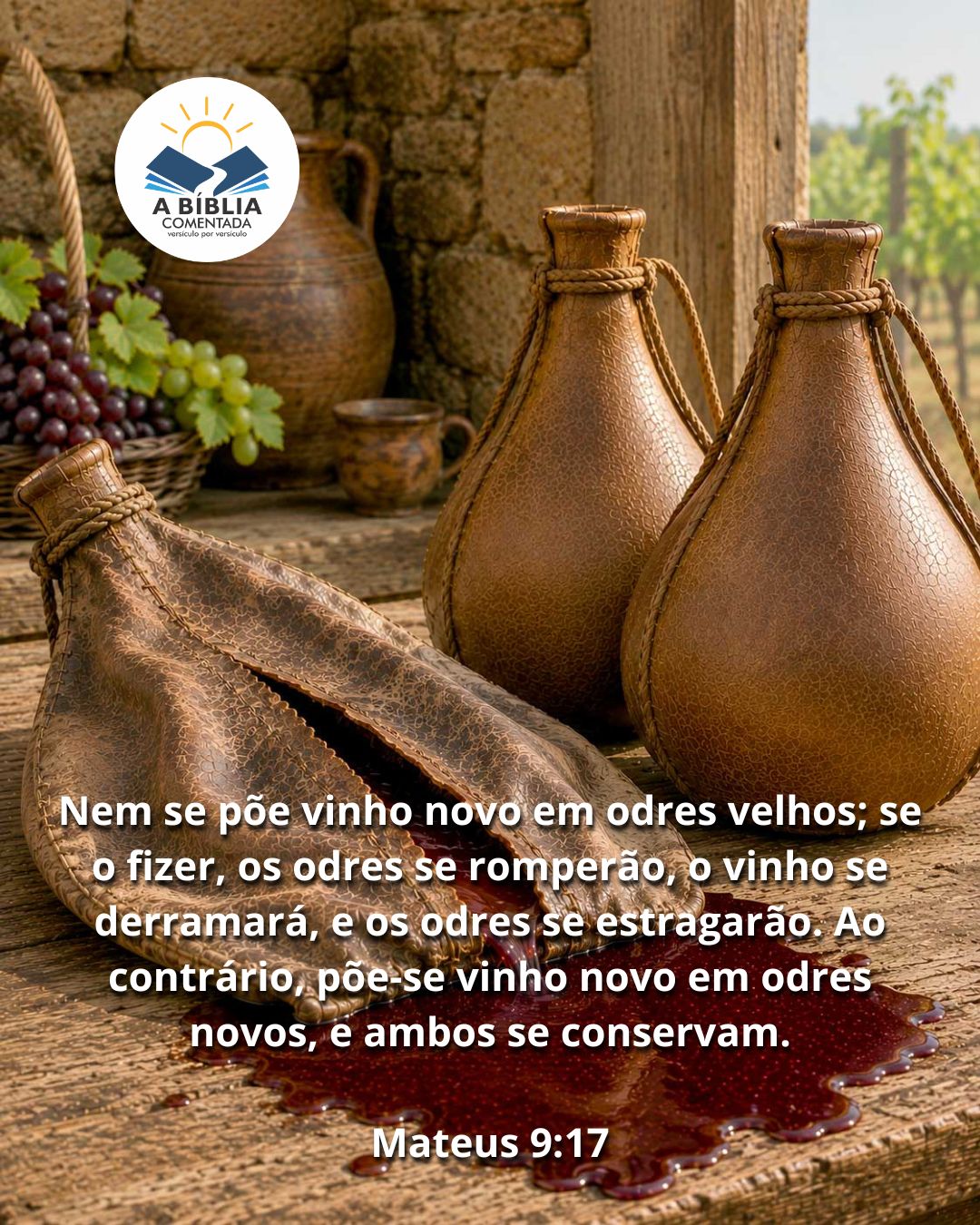 🍷 MATEUS 9:17 — VINHO NOVO, ODRES NOVOS

"Nem se põe vinho n